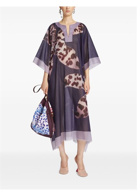 Abito midi in cotone con stampa animalier cartland multicolore Dries van noten - donna DRIES VAN NOTEN | 2510107231021987